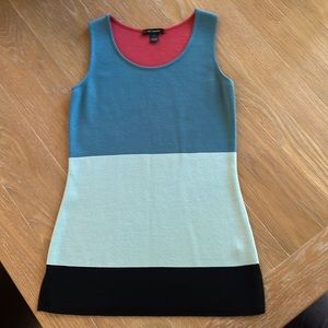 St. John Color Block Knit Sleeveless Top Tank Blouse Sweater PS